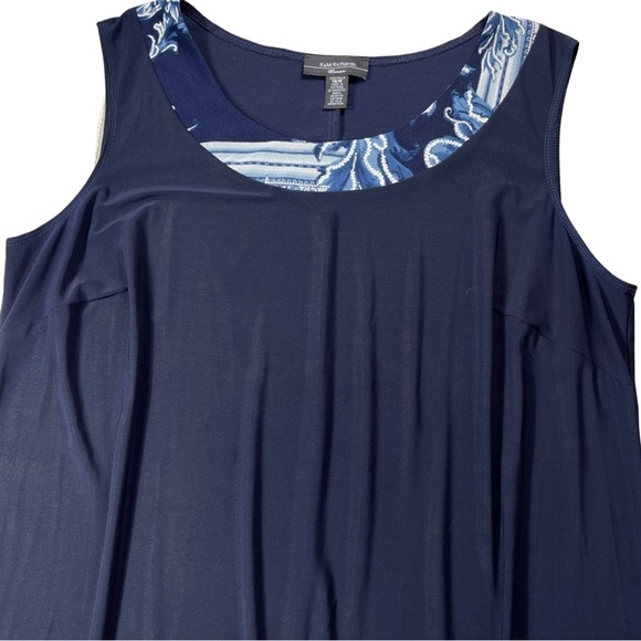 R & M Richards Size 16W Navy Blue Sleeveless Flyaway-Airbrush Necklace Dress EUC - Picture 7 of 14